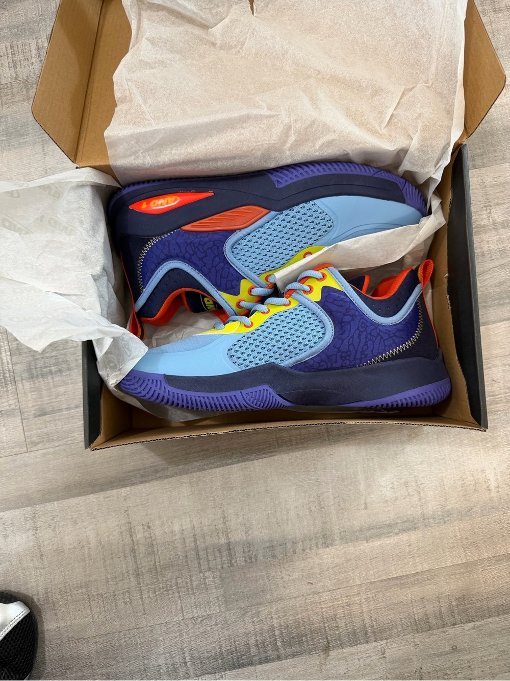 AND1 Delta TPR Men’s 8.5 Basketball Shoes Blue Purple Orange AD90202MLDU New